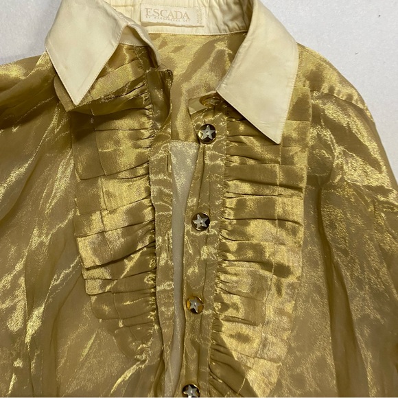 Escada Gold Vintage Button Down Blouse Medium - Picture 2 of 9